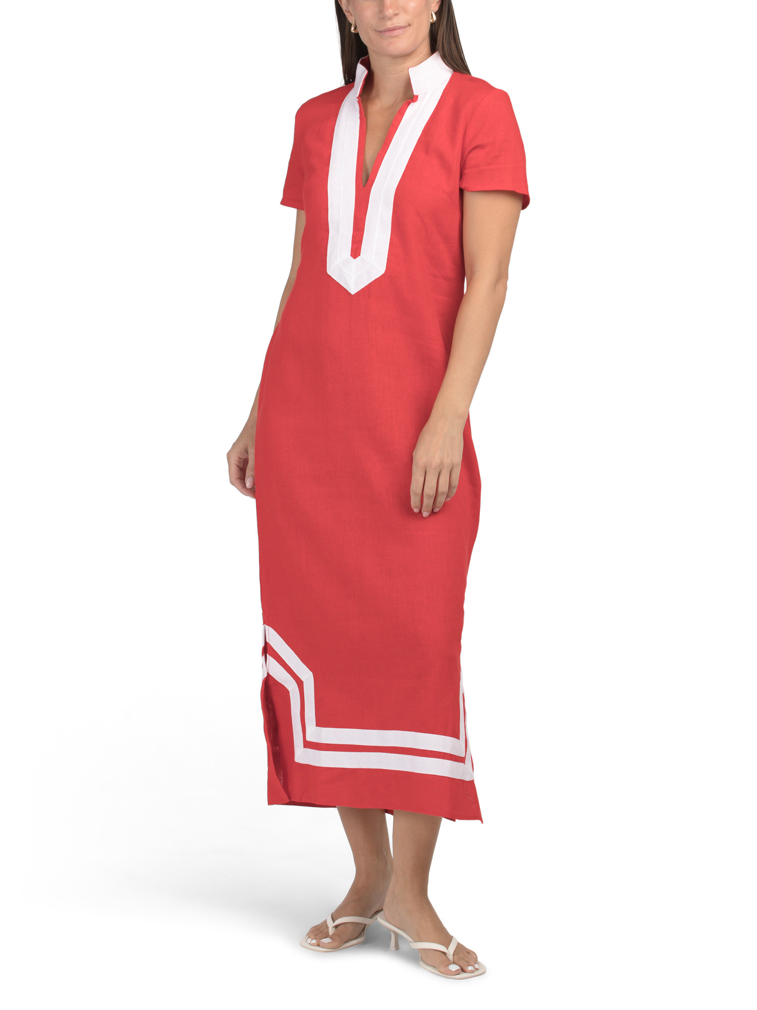 Linen Blend Short Sleeve Classic Maxi Tunic Dress | Casual Dresses  | Marshalls | Marshalls