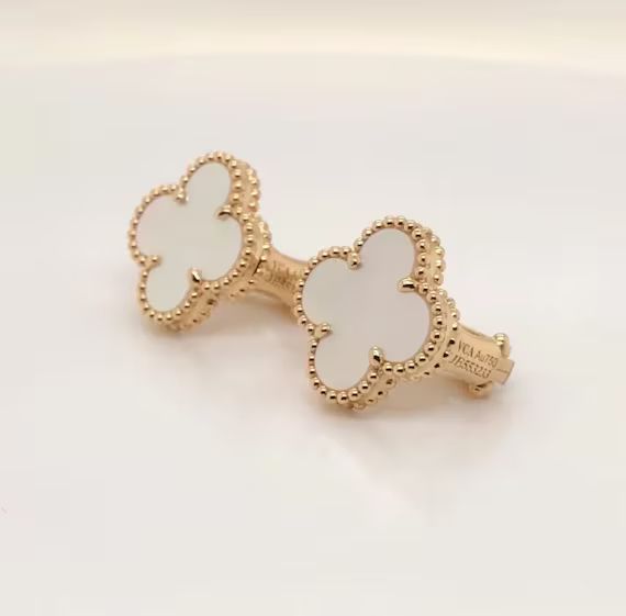 Vintage Alhambra 18k gold plated sterling silver earrings,clover earrings,four leaf clover earrin... | Etsy (US)