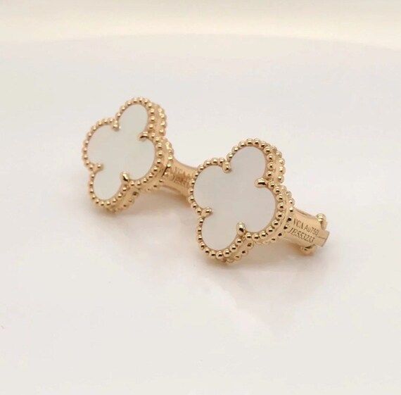 Vintage Alhambra 18k gold plated sterling silver earrings,clover earrings,four leaf clover earrin... | Etsy (US)