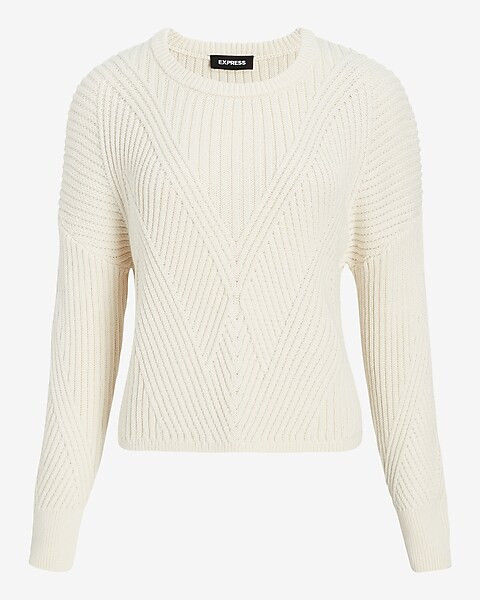 Ribbed Design Crew Neck Sweater | Express