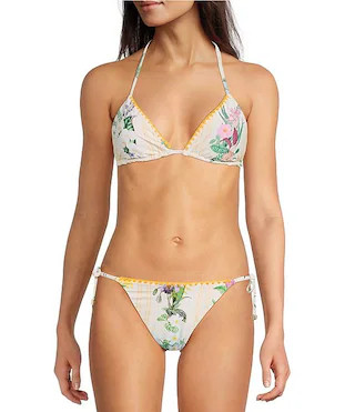 A Loves A Botanical Frames Reversible Shell Stitch Detail Triangle Swim Top & Shell Stitch Detail... | Dillard's