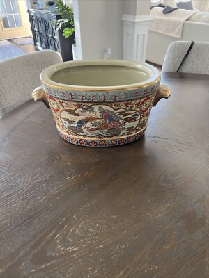 Large Vintage Chinese Porcelain Foot Bath Jardinere Planter W/handles Textured | eBay US
