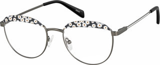 Zenni Women's Round Glasses Black/dark Gray Stainless Steel Full Rim Frame | Zenni Optical (US & CA)