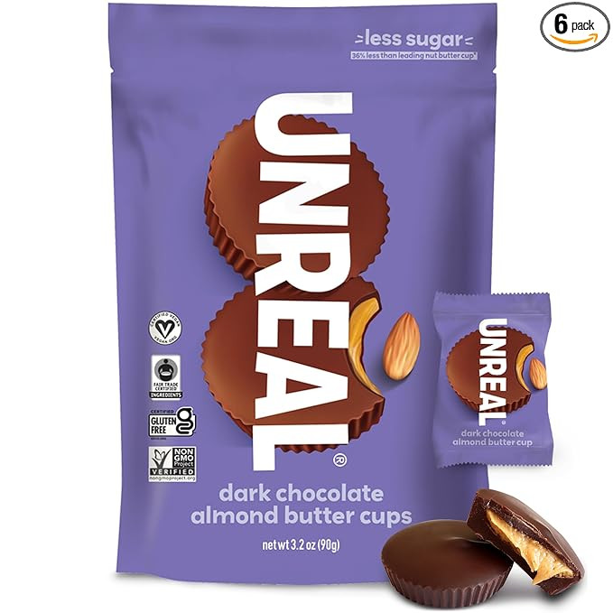UNREAL Dark Chocolate Almond Butter Cups 6Pk, 3.2 OZ | Amazon (US)