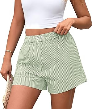 PRETTYGARDEN Women's Striped Boxer Shorts Summer 2026 Trendy Casual Elastic Waist Lounge Sleep Pa... | Amazon (US)