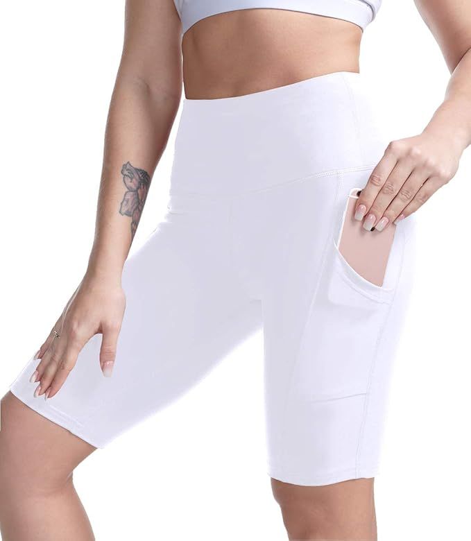 High Waisted Yoga Shorts for Women Tummy Control Workout Running Biker Shorts | Amazon (US)