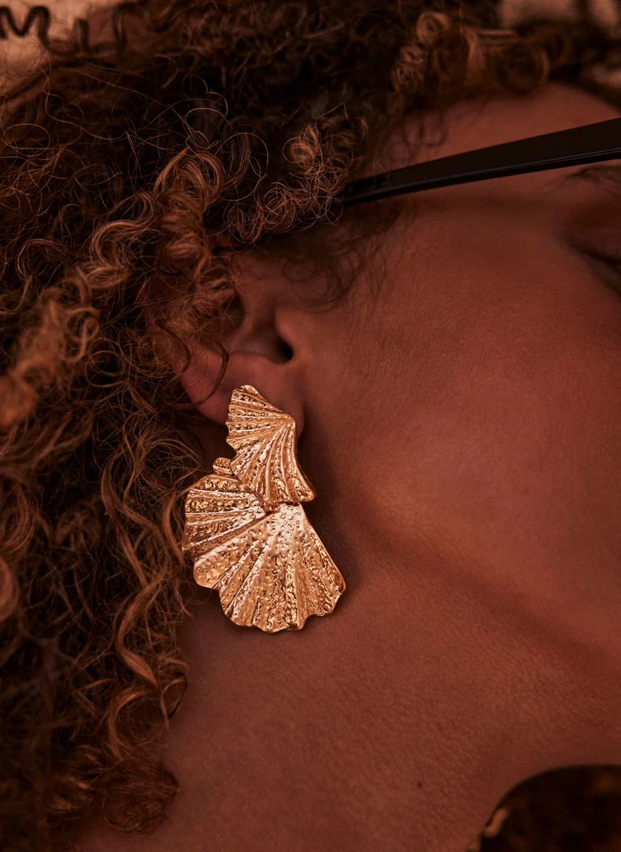 Gold Tone Fan Earrings | Mint Velvet