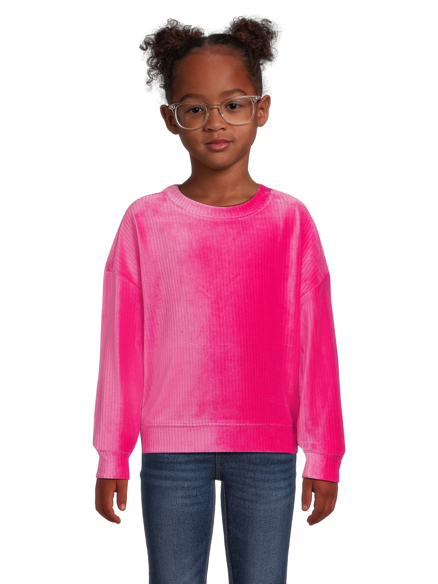 Wonder Nation Girls’ Long Sleeve Velour Pullover Top, Sizes 4-18 & Plus - Walmart.com | Walmart (US)