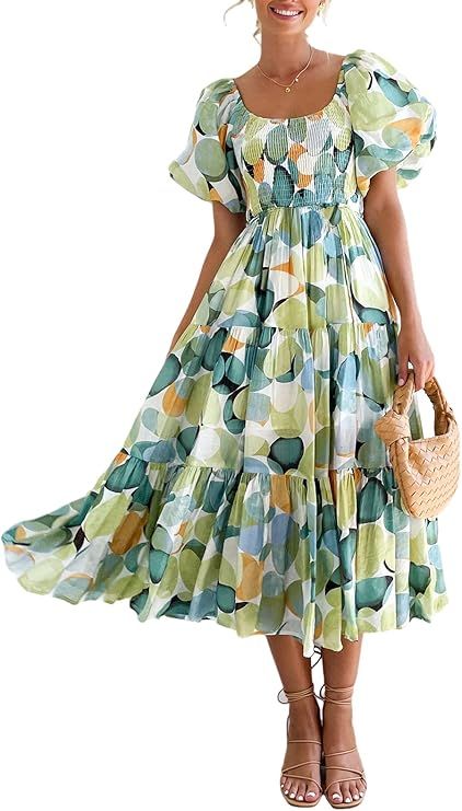 Sissyaki Women's Summer Boho Smocked Flowy Dress | Amazon (US)