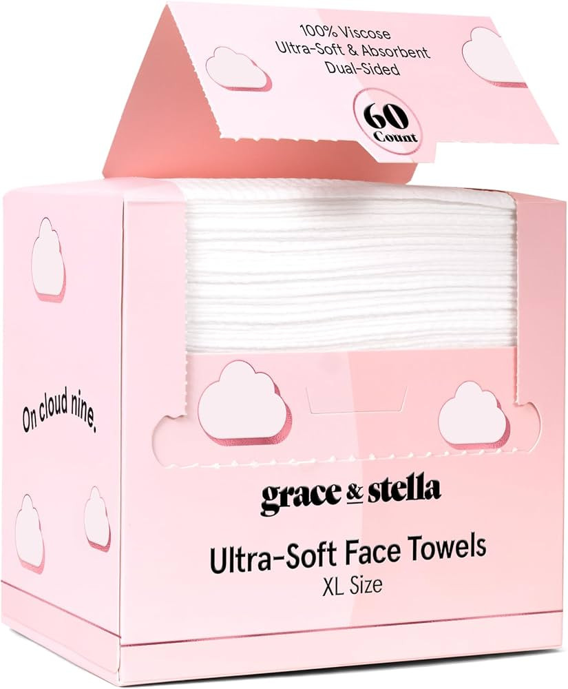 grace & stella Disposable Face Towels - Travel Essentials - Ultra-Soft & Absorbent Face Wipes Tow... | Amazon (US)