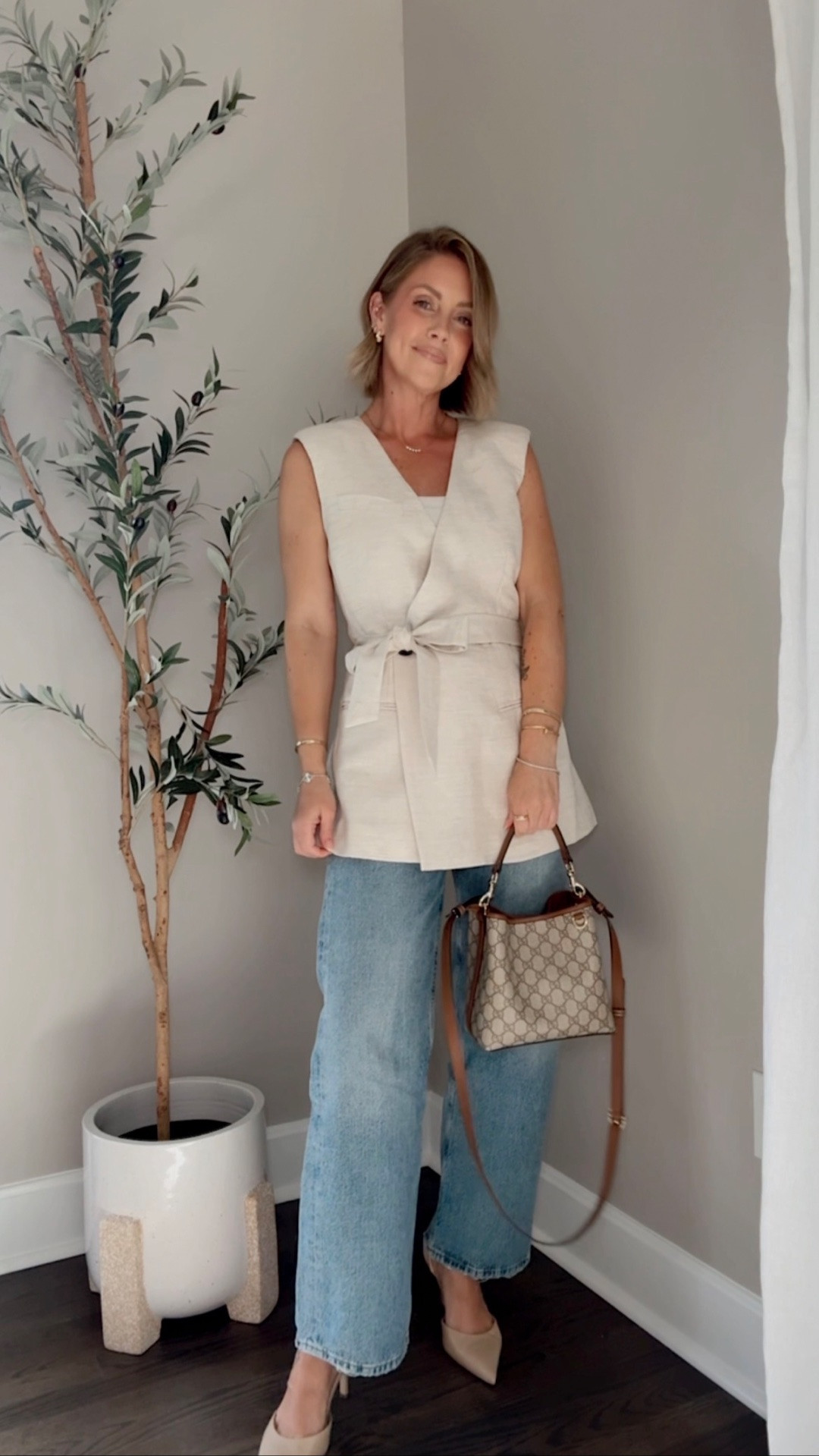 XS wrap vest / Small Amazon bodysuit / 24 jeans (I sized down one)

#LTKootd #LTKPetite #LTKOver40