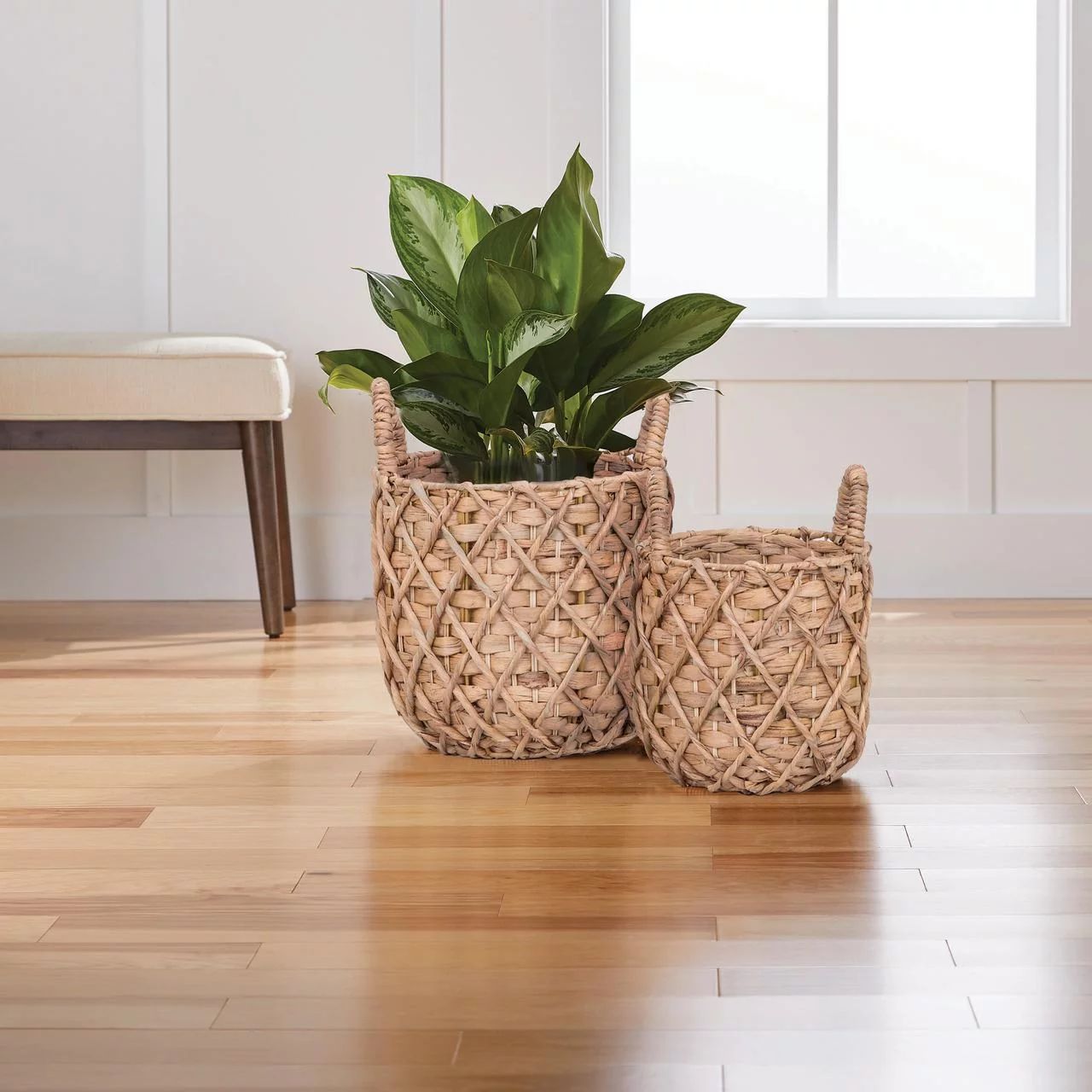Better Homes & Gardens 9" & 11" Natural Water Hyacinth Basket Planter Set of 2 | Walmart (US)