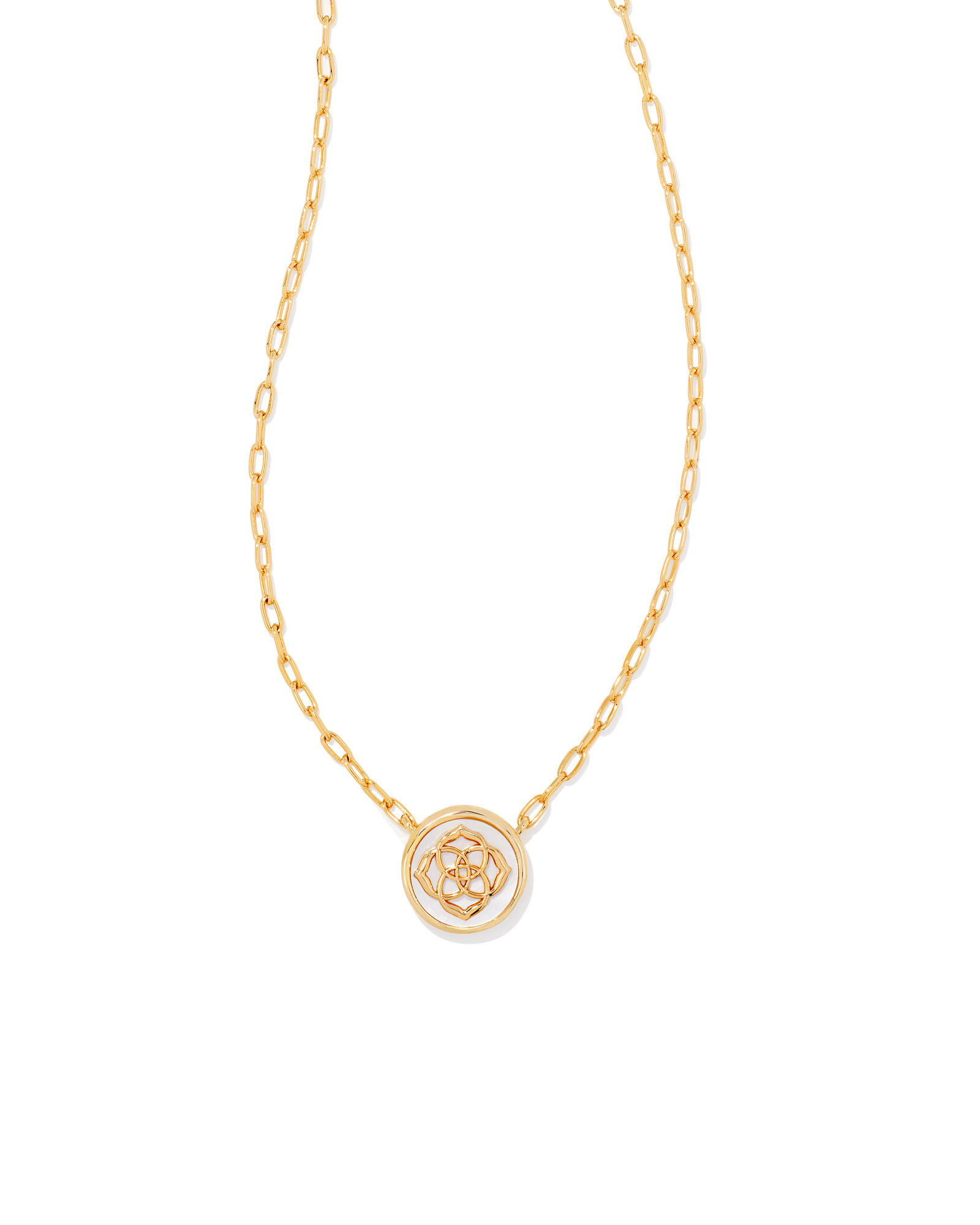 Stamped Dira Gold Pendant Necklace in Ivory Mother-Of-Pearl | Kendra Scott