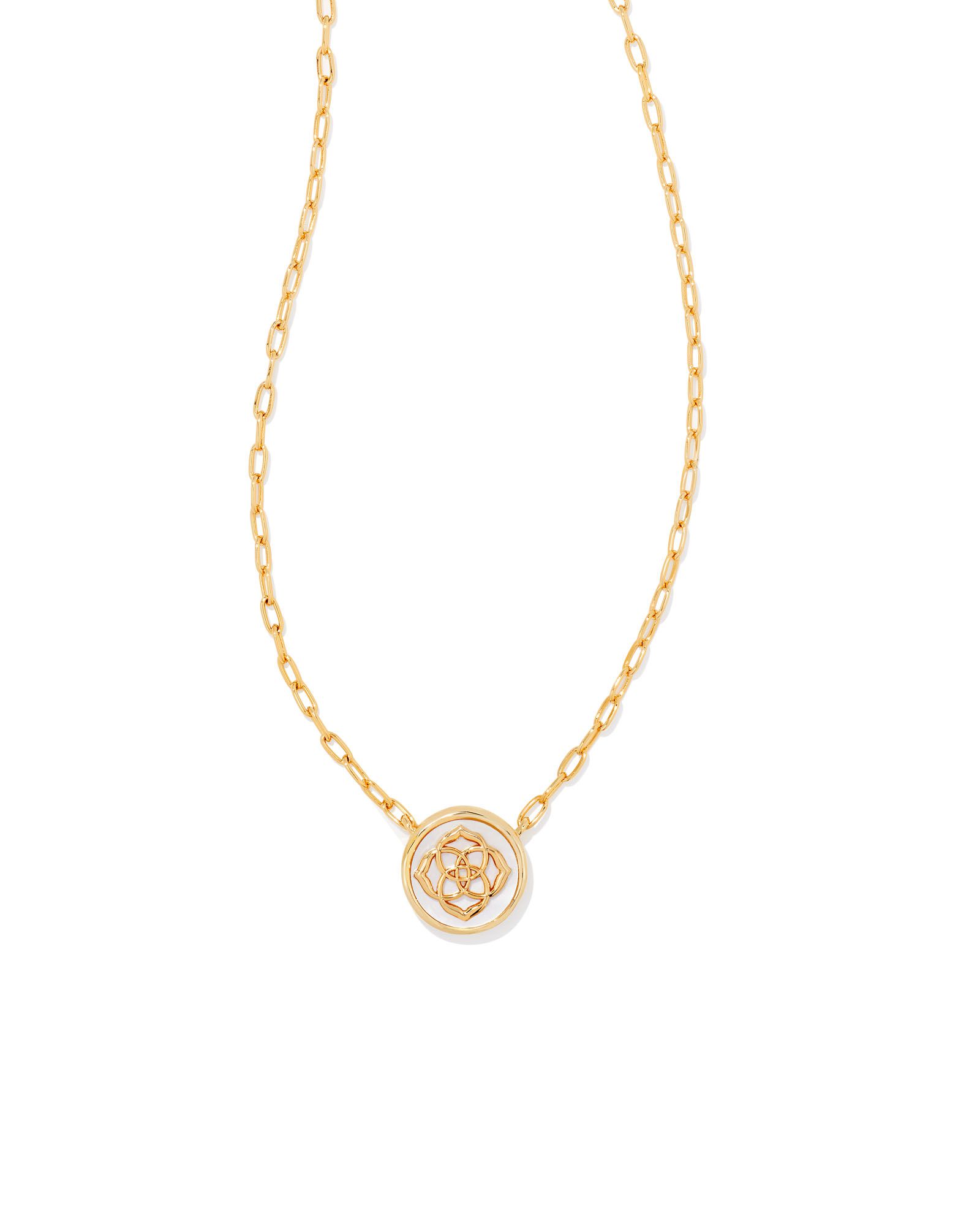 Stamped Dira Gold Pendant Necklace in Ivory Mother-Of-Pearl | Kendra Scott