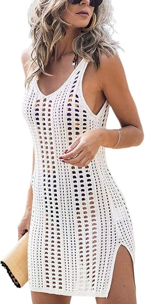 Lizxun Crochet Dress Cover Ups for Swimwear Women Tassel Bikini Coverup Beach Swimwear Coverups D... | Amazon (US)