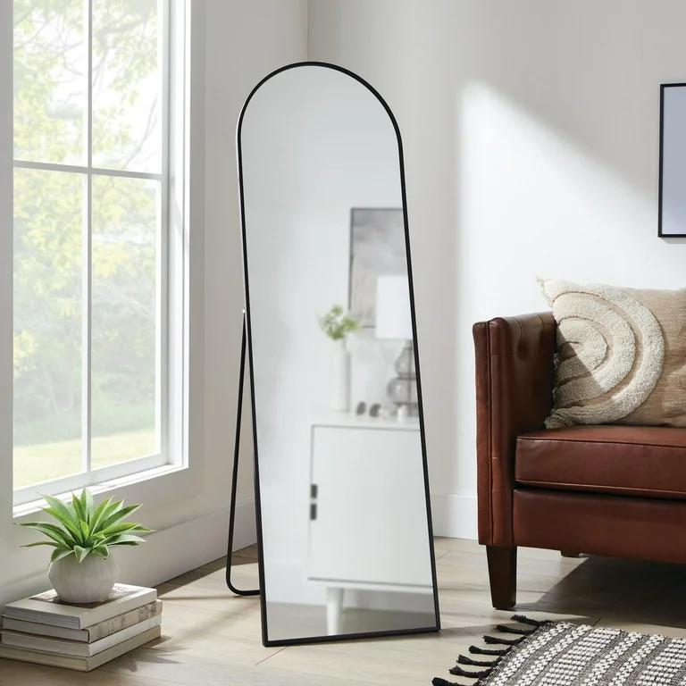 Better Homes & Gardens 17x58 Black Arched Large Floor Mirror for Bedroom or Living Room | Walmart (US)
