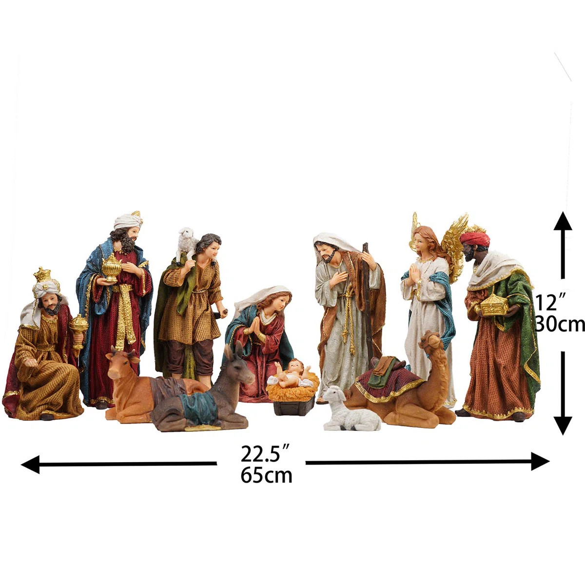 Nativity Set Christmas Indoor 12 inch 12 Pcs Scene Statue Figurines Jesus Manger Crib Gift Cathol... | Wayfair North America