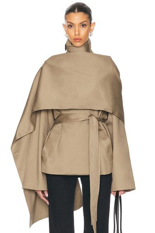 EAVES Yuna Crop Trench in Brown | FWRD 