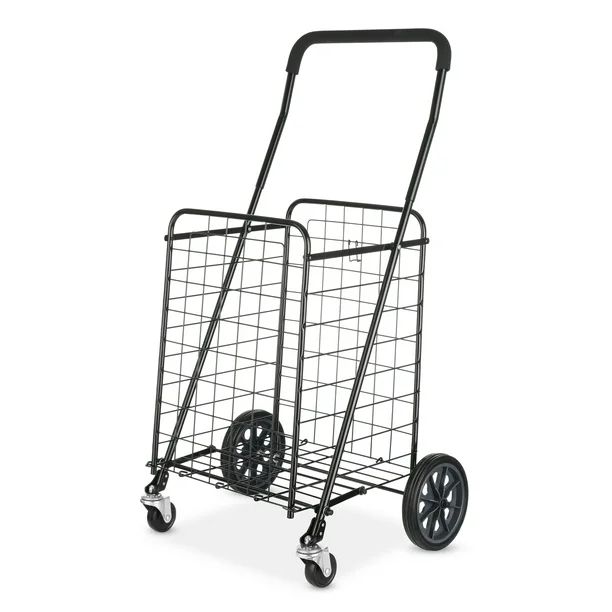 Mainstays Adjustable Rolling Shopping Cart - Black - 21.5" x 19.50" x 41.0" | Walmart (US)