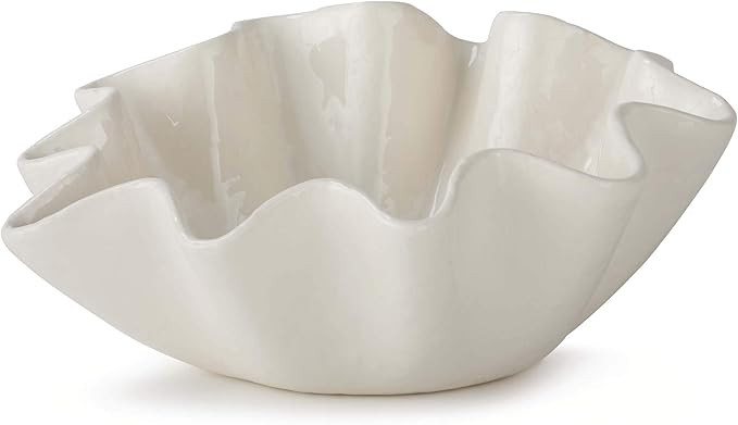 Regina Andrew Ruffle Ceramic Medium 5-1/2" High White/Natural Ivory Centerpiece Bowl | Amazon (US)
