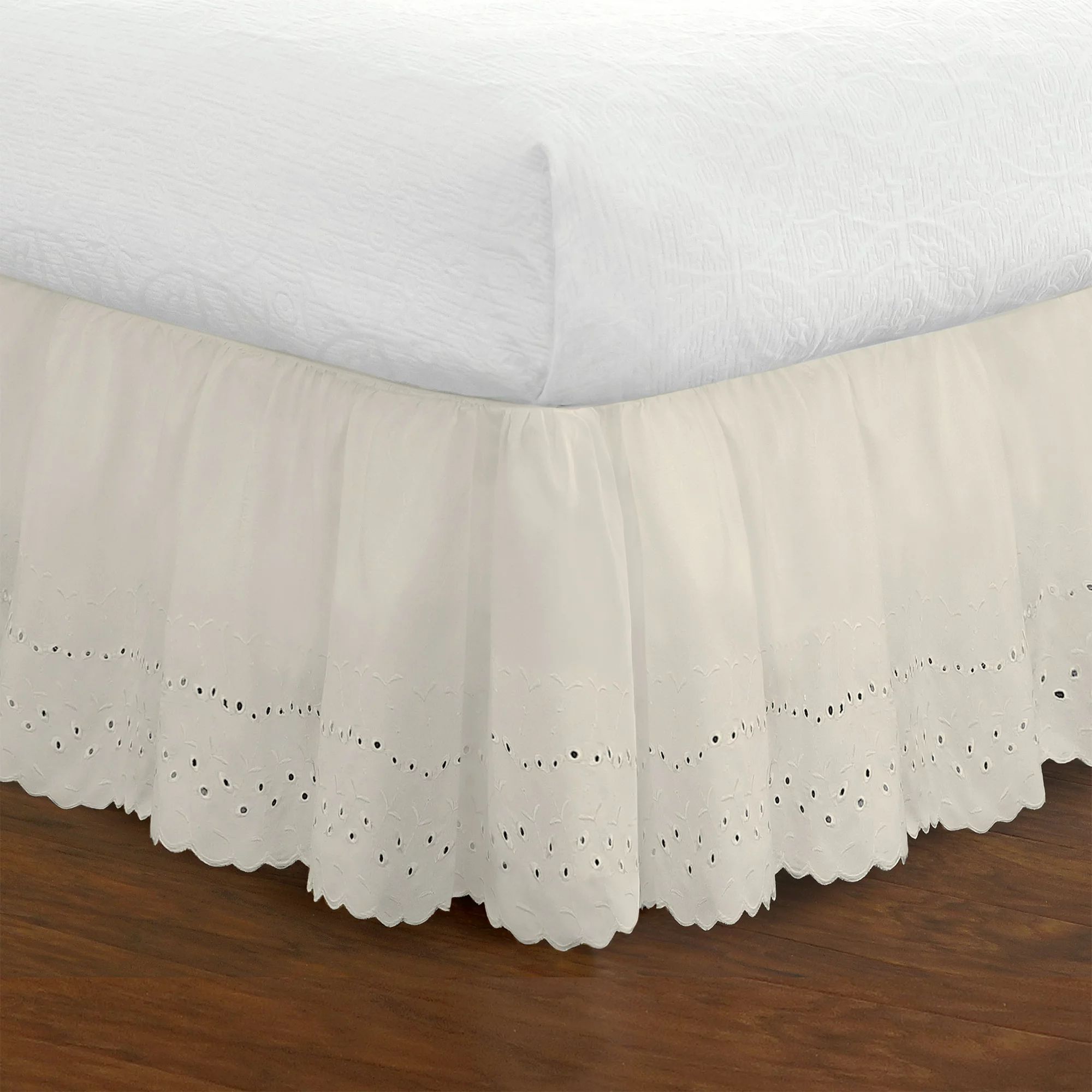 Fresh Ideas Traditiol Ivory Ruffled Polyester Bed Skirt, Queen | Walmart (US)