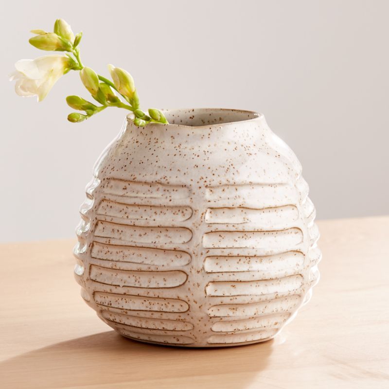 Mara Cream Vase Small + Reviews | Crate and Barrel | Crate & Barrel