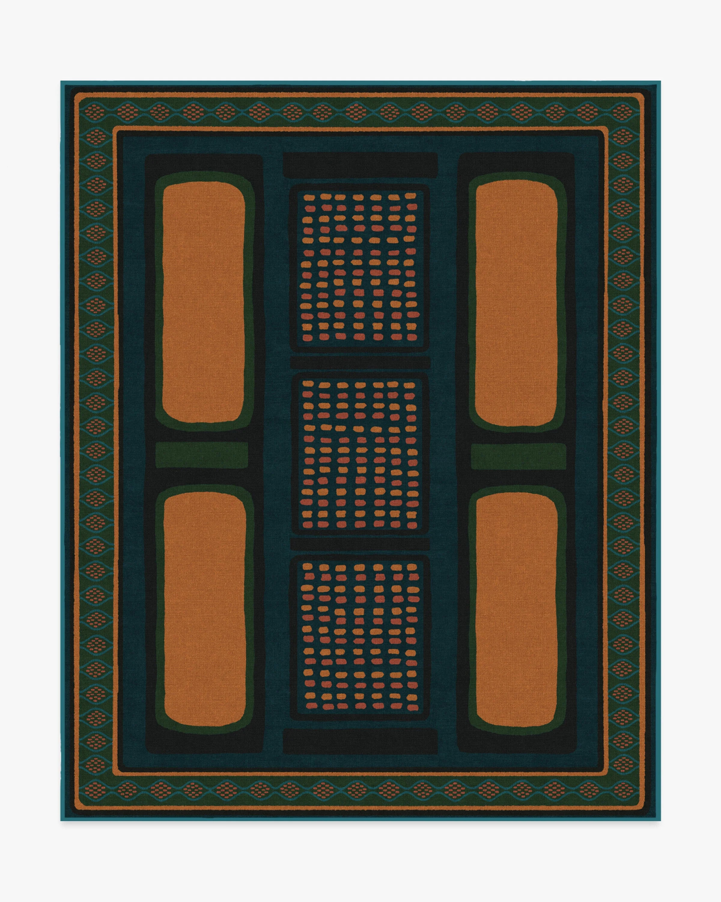 Architectural Digest Nerissa Teal & Gold Rug | Ruggable