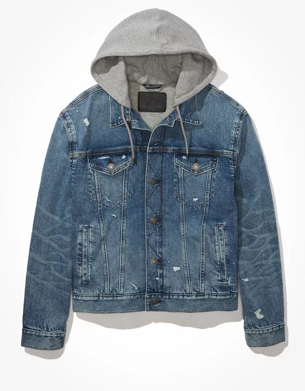 AE Hooded Denim Trucker Jacket | American Eagle Outfitters (US & CA)