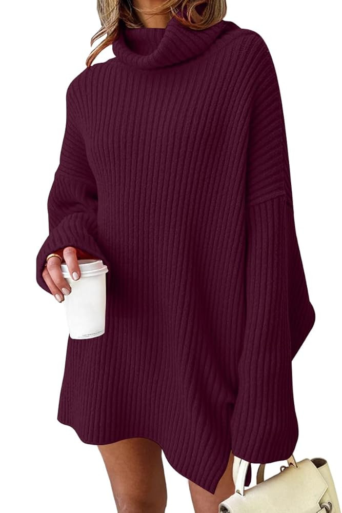 LILLUSORY Womens Turtleneck Oversized Long Sweater Dress 2025 Plus Size Tunic Pullover Knit Fall ... | Amazon (US)