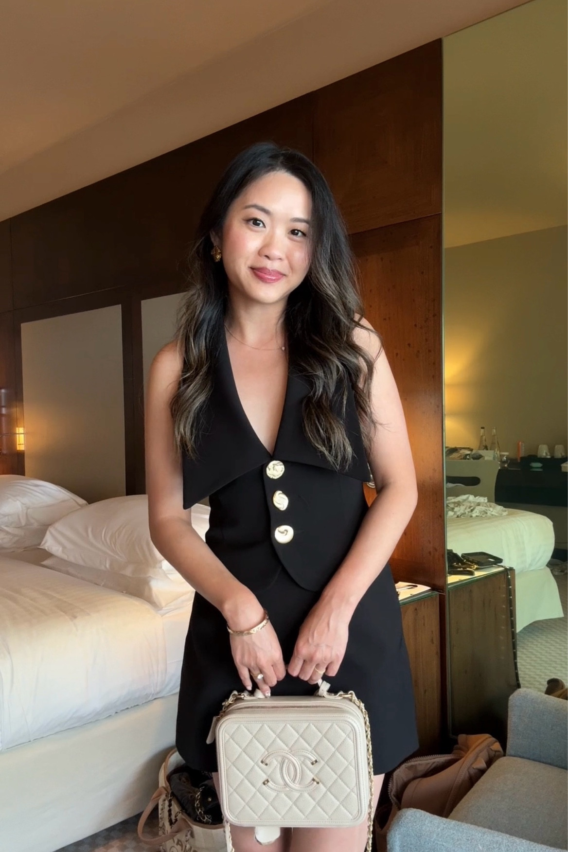 Dinner outfit is a black 2 piece set with pretty gold statement buttons! So chic! 

#LTKSummerEdit