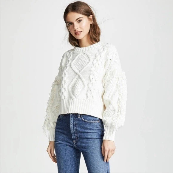 ANTHROPOLOGIE LINE & DOT Jasper Fringe Sweater White Small | eBay | eBay US