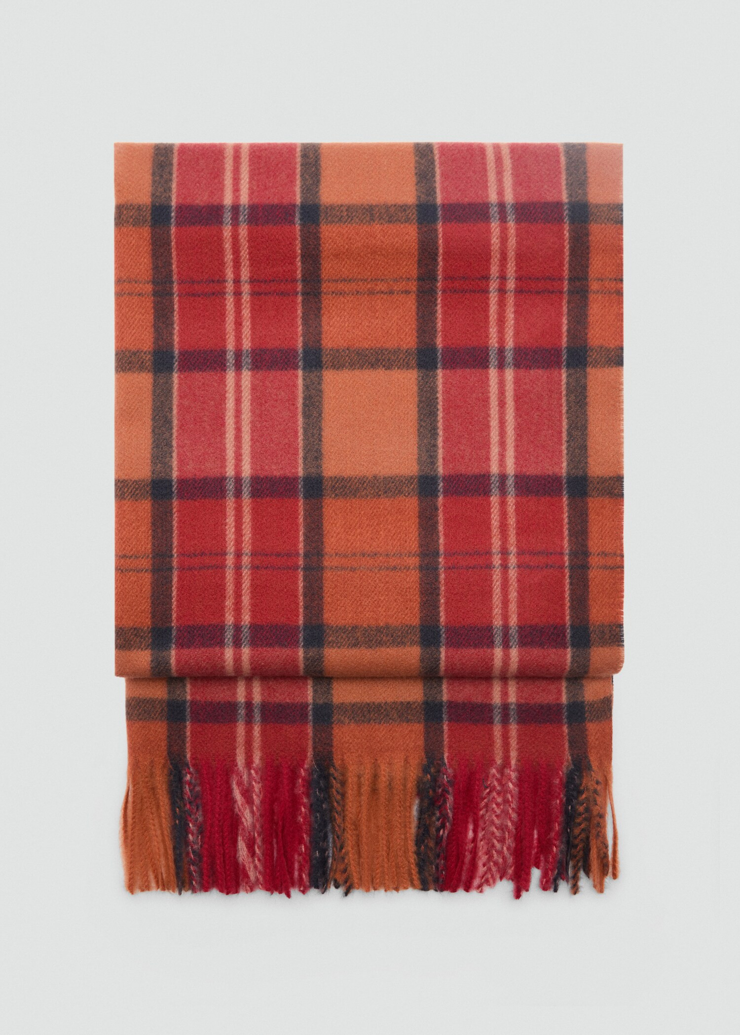 Check scarf with fringed ends - Women | MANGO USA | Mango (US/MX/AU)