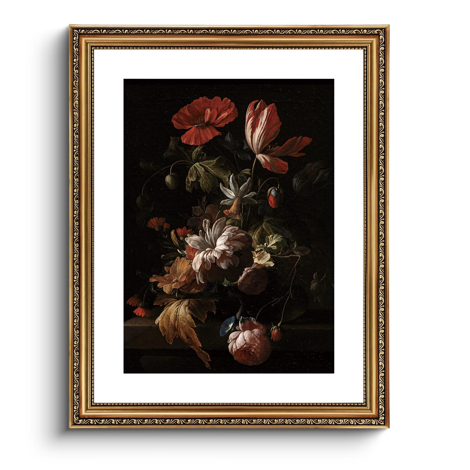 ARPEOTCY Vintage Gold Framed Large Wall Art, Retro Still life Floral Flowers in a Bowl Canvas Pri... | Amazon (US)