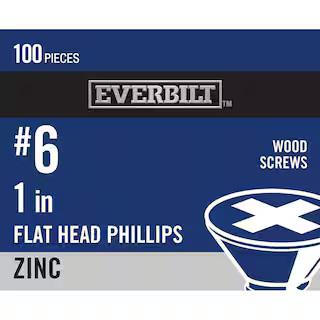 #6 x 1 in. Zinc Plated Phillips Flat Head Wood Screw (100-Pack) | The Home Depot
