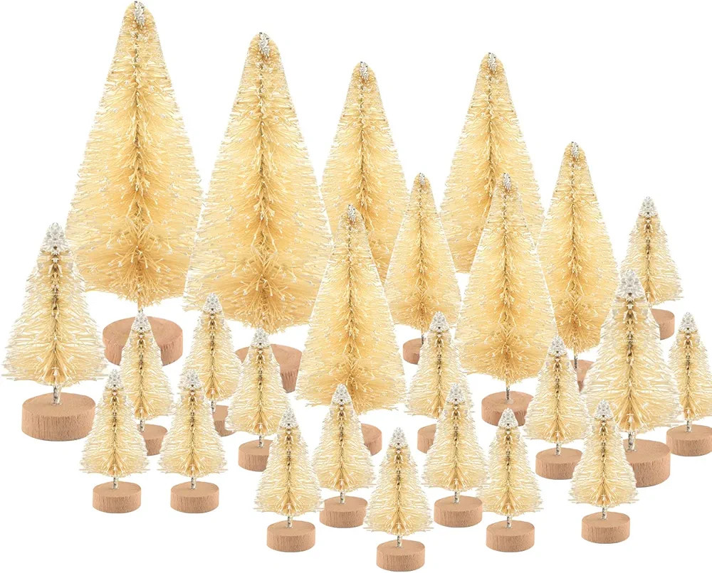 KUUQA 48 Pcs Mini Christmas Trees Bottle Brush Trees Tabletop Model Trees for Christmas Decoratio... | Amazon (US)
