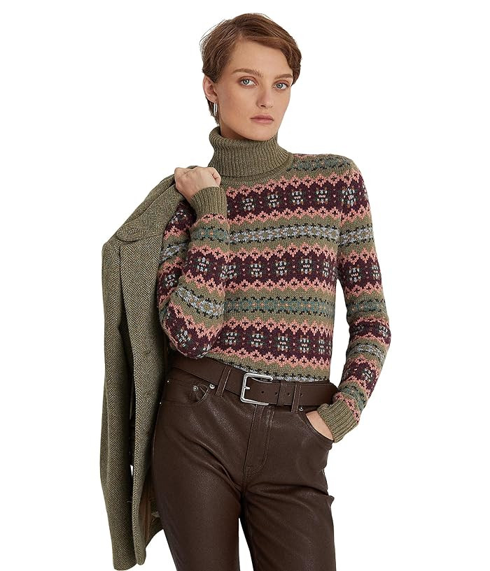 LAUREN Ralph Lauren Fair Isle Wool-Blend Turtleneck Sweater | Zappos