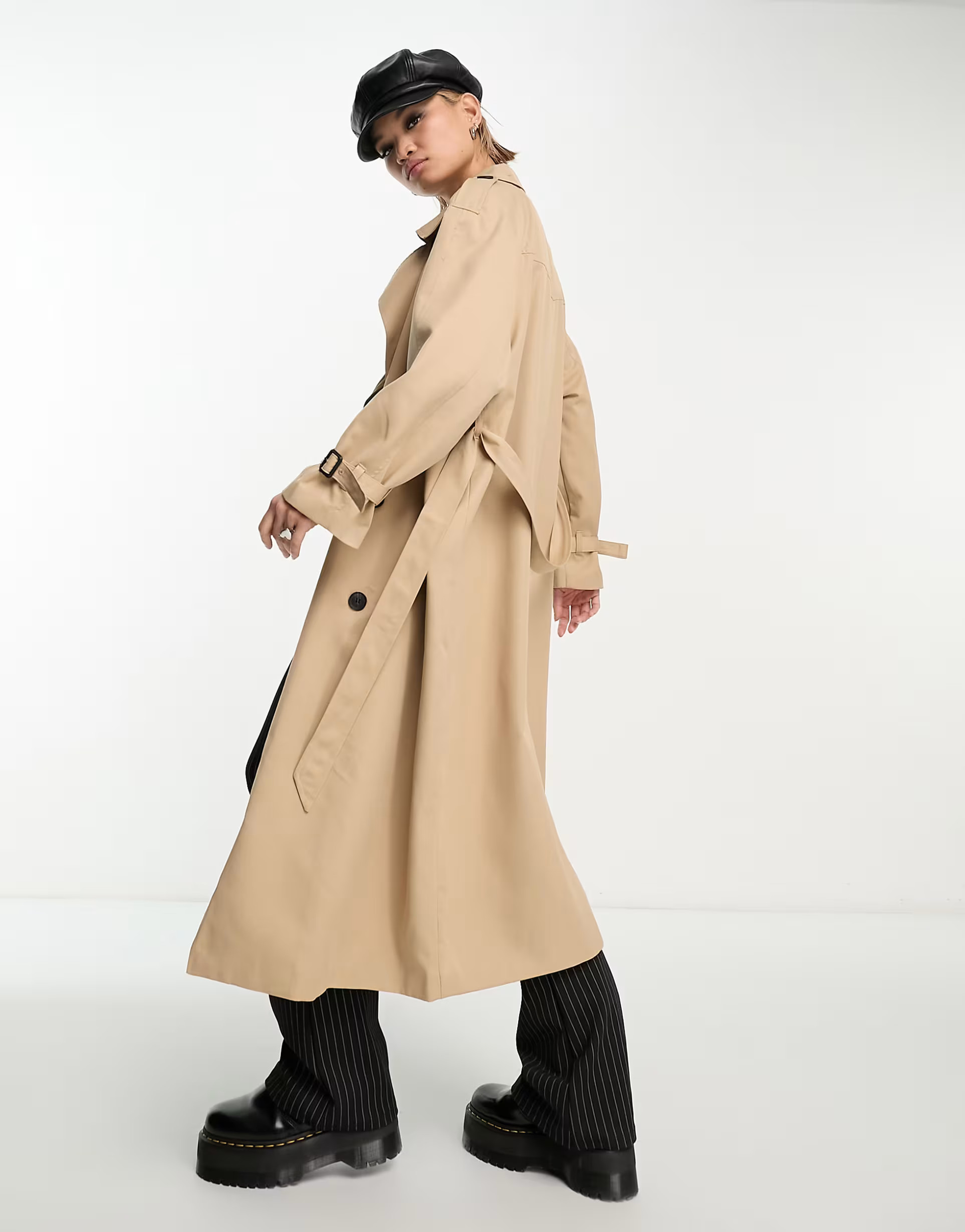 ONLY double breasted trench coat in camel | ASOS (Global)
