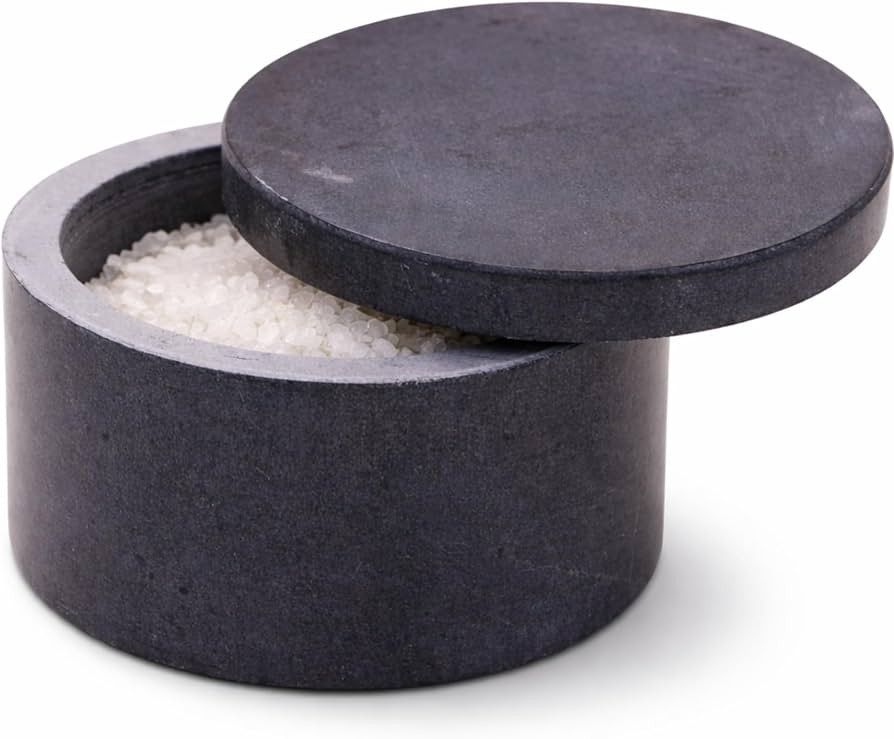 Unique Salt and Pepper Box Elegant Round Marble Salt Box With Lid For Salt, Spice and Herbs Stora... | Amazon (US)