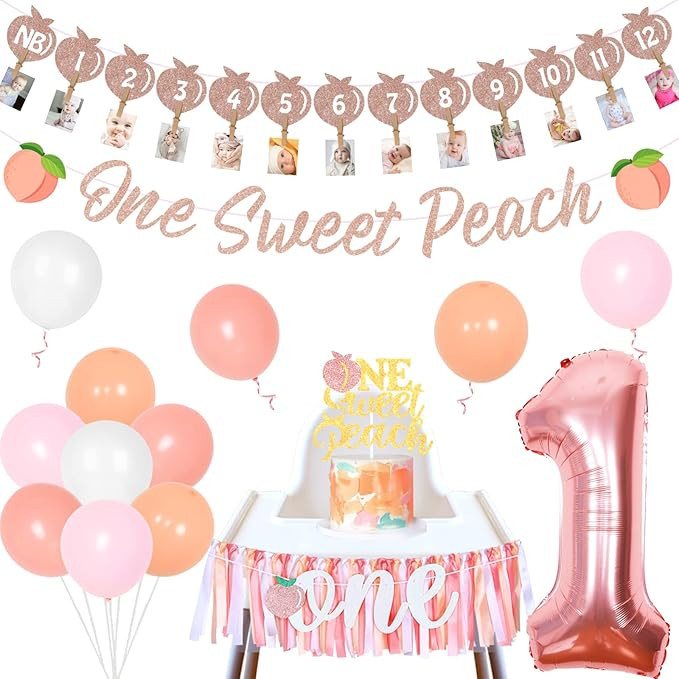 One Sweet Peach Birthday Decorations - 1st Peach Birthday Decorations Peach Pink Balloons with On... | Amazon (US)