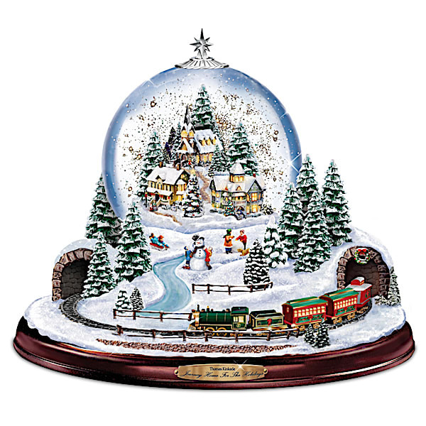 Thomas Kinkade Journey Home For The Holidays Illuminated Snowglobe | Bradford Exchange