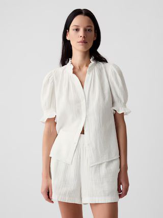 Crinkle Gauze Puff Sleeve Shirt | Gap (US)