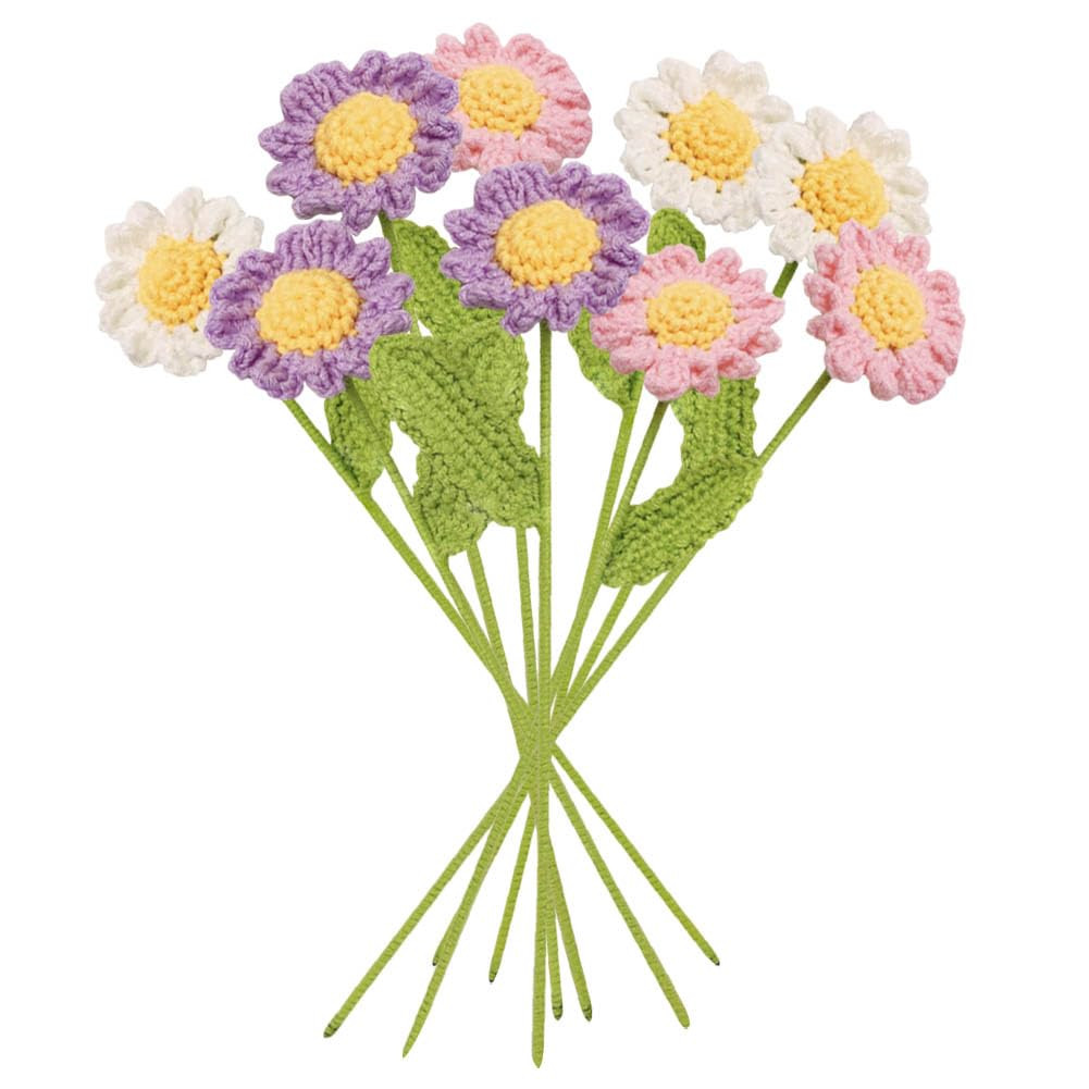 JOONOR 9 Pieces Crochet Flowers Daisy Bouquet Hand-Knitted Daisy Flower Artificial Woolen Flower ... | Amazon (US)
