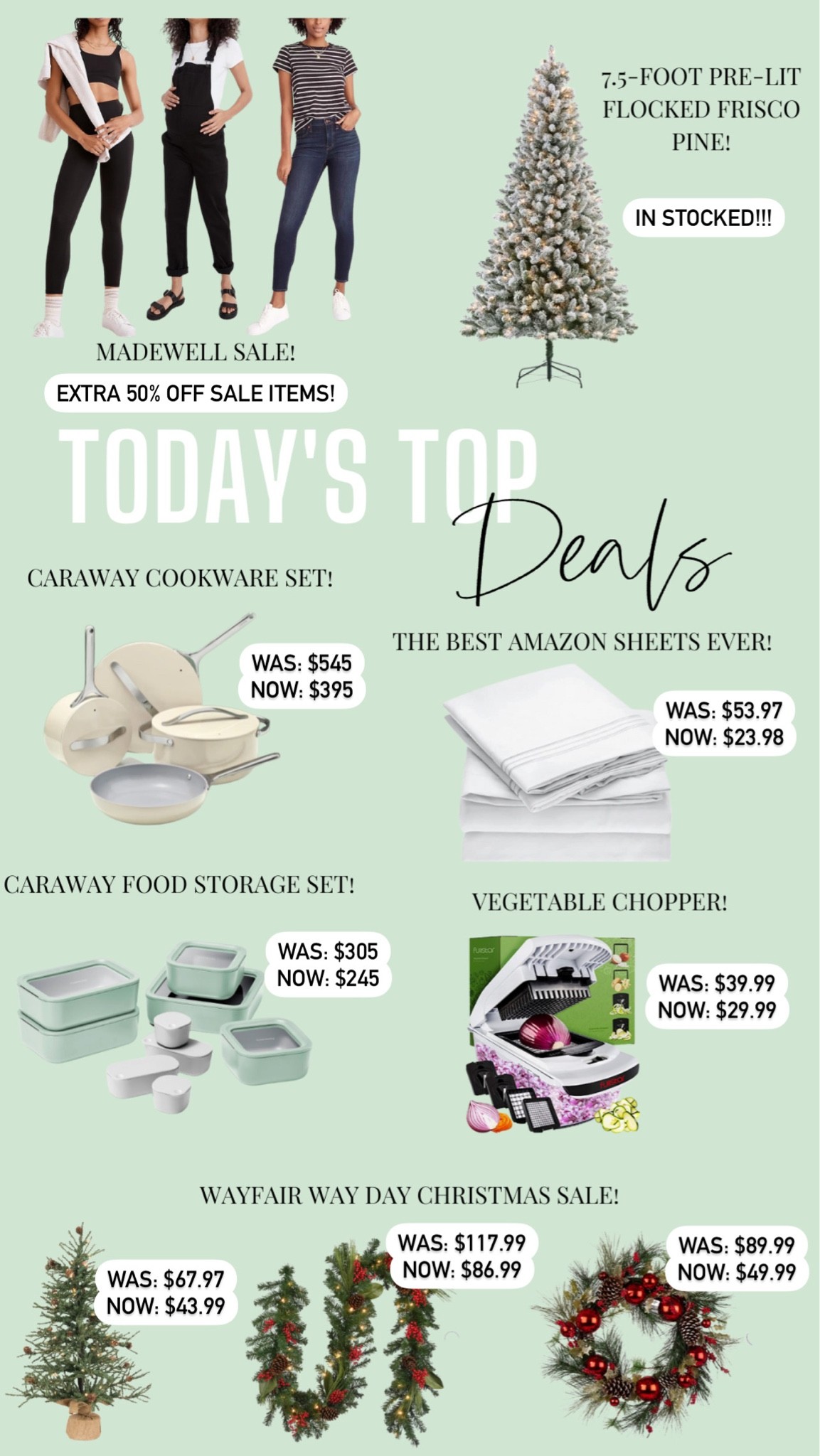 Christmas Decor on sale at Wayfair 🤩 Madewell Fall Outfits are extra 50% off on top of sale prices ❤️ Caraway cookware and food storage sets on mega sale! The Amazon sheets are the LOWEST I’ve seen them!! 

#LTKsalealert #LTKHoliday #LTKSeasonal