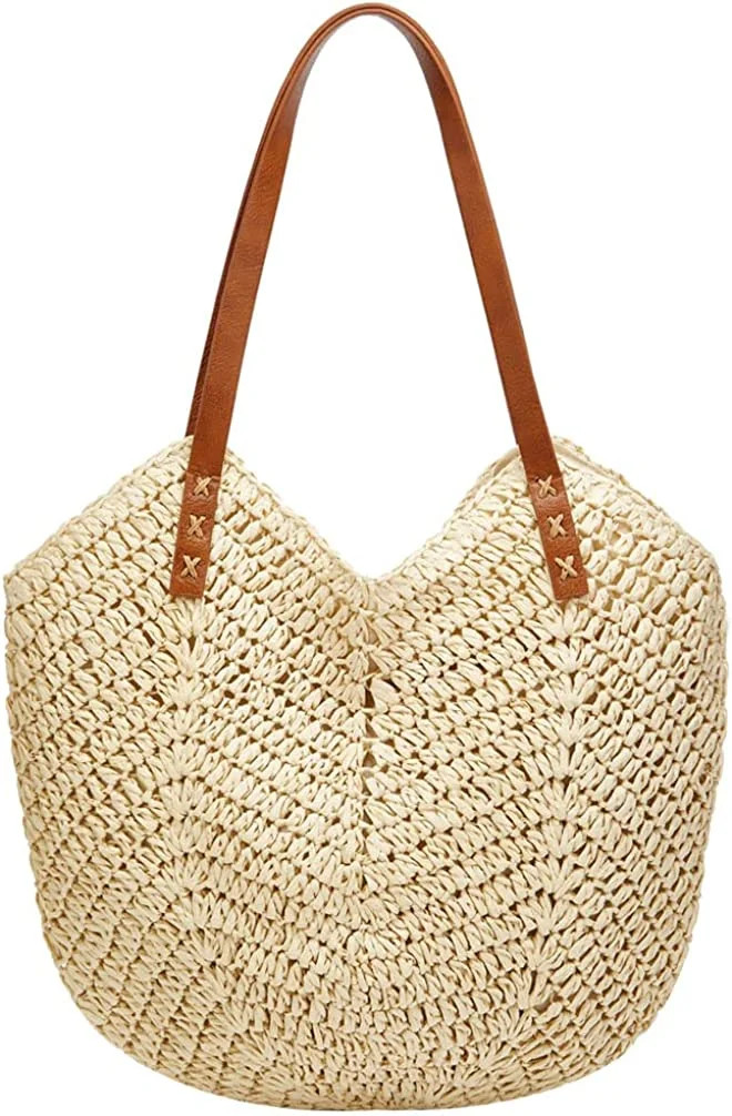 Summer Casual Straw Tote Bag Large Capacity Woman Woven Shoulder Handbag for Summer Beach Vocatio... | Walmart (US)
