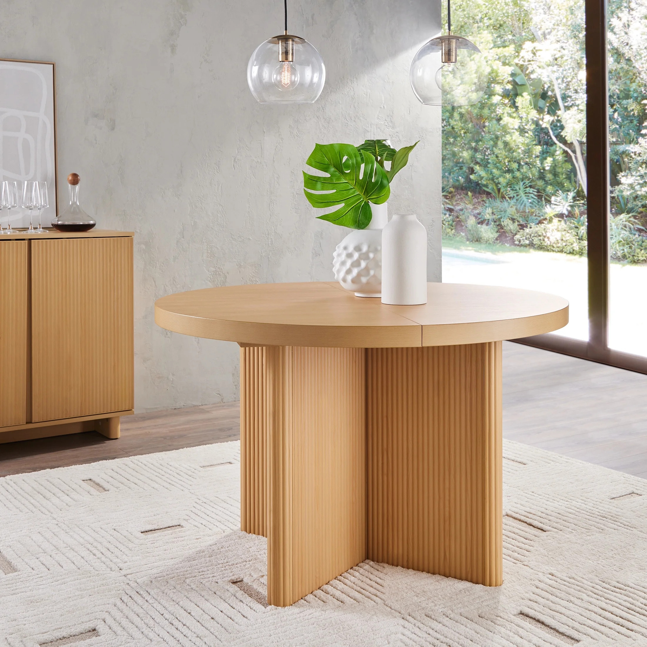 Better Homes & Gardens Lillian Fluted Round Expandable Dining Table for Kitchen, Natural Pine | Walmart (US)