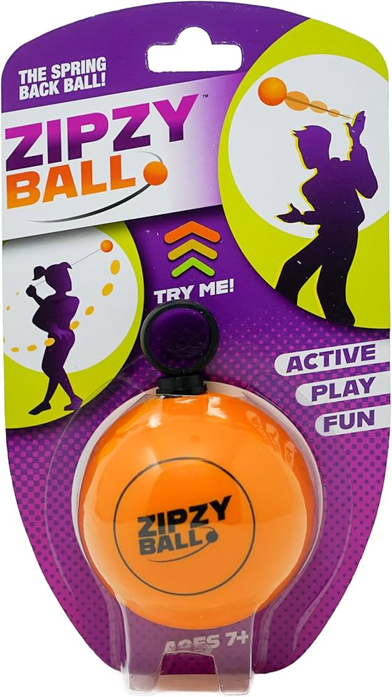 Blue Orange ZipzyBall Sporty Spring Back Hand Ball Fidget - Kid or Adult Indoor and Outdoor All S... | Amazon (US)