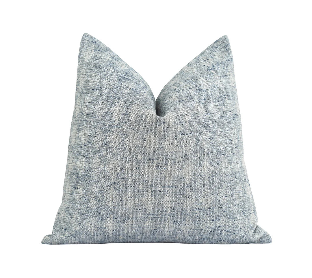 Woven Jacquard Pillow Cover, Chambray Decorative Throw Pillow, Medallion Accent for Beach House, ... | Etsy (US)