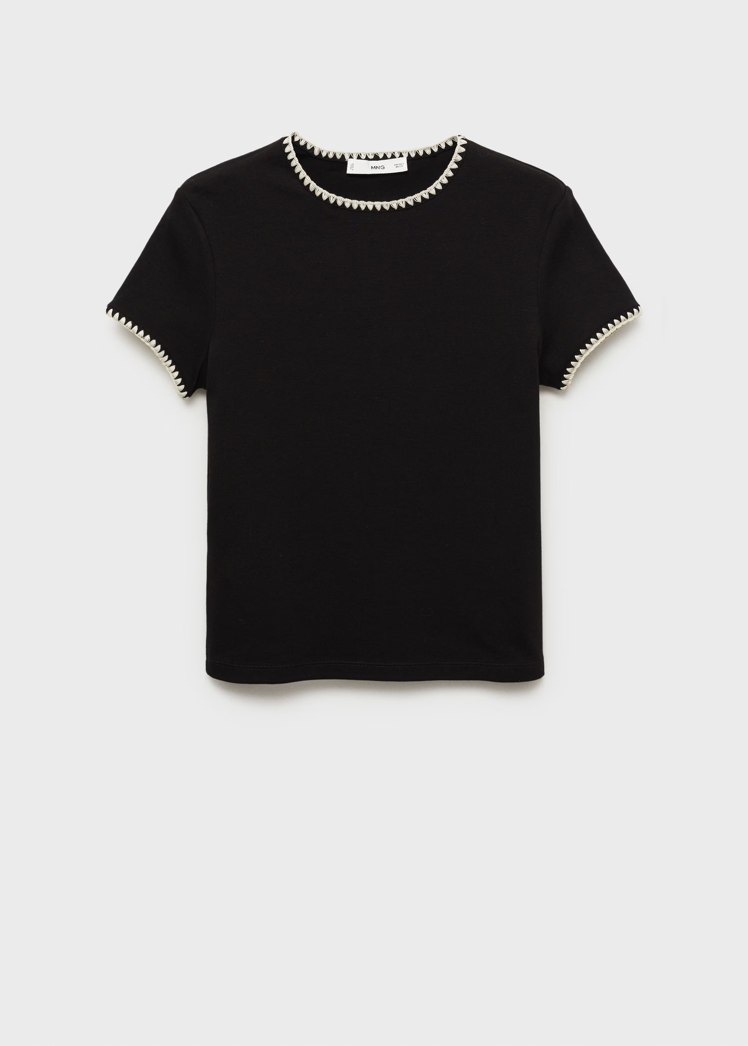 Cotton t-shirt with contrasting trim - Women | MANGO United Kingdom | MANGO (UK)