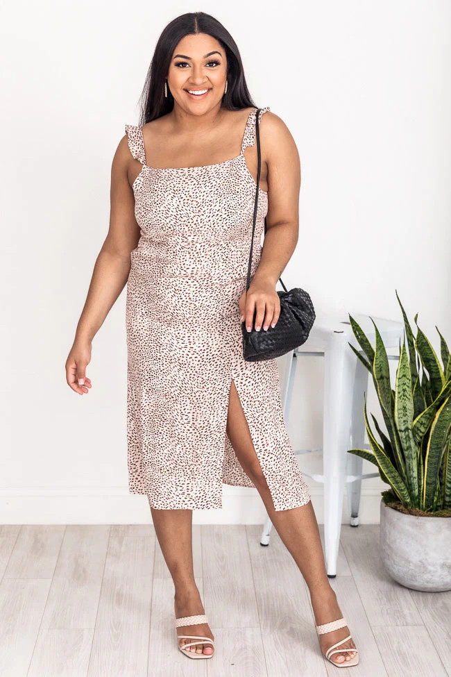 Someone You Loved Beige Animal Print Midi Dress FINAL SALE | Pink Lily