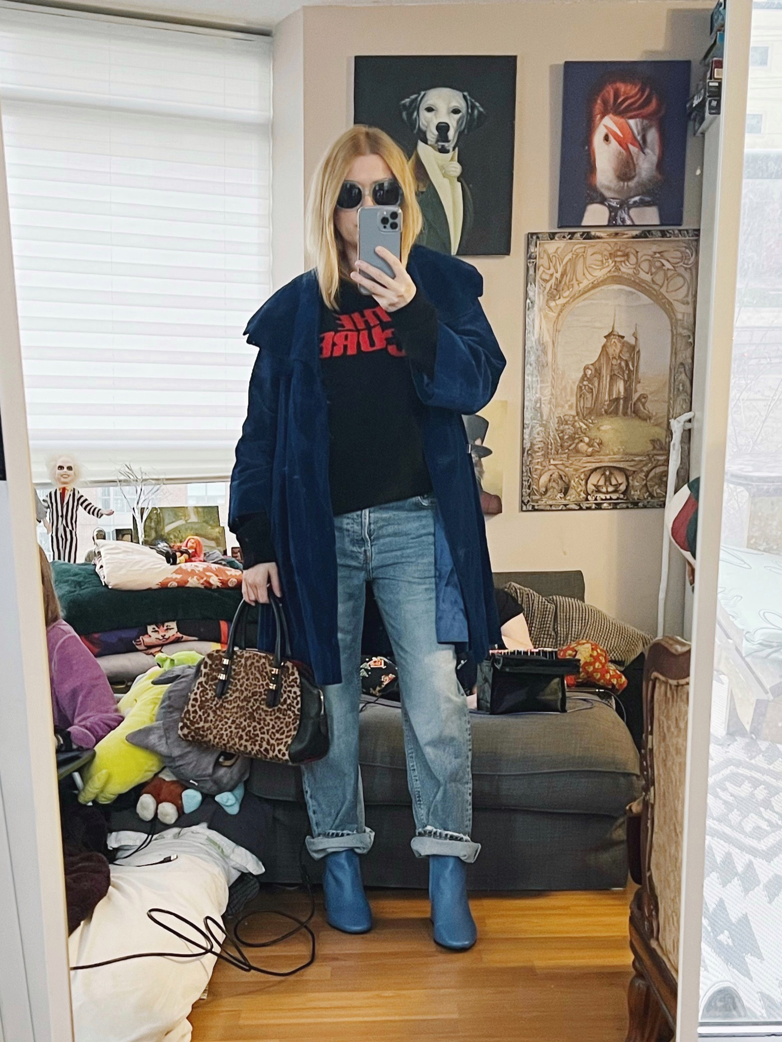 I feel like Wizard of Oz “pay no attention to the man behind the curtain”. Pay no attention to the makeshift floor bed and kid in it. Anyway, sweater day two combined with some vintage sunglasses that I also got for Christmas
•
.  #winterLook  #StyleOver40  #layers  #maguireShoes  #ferragamo  #secondhandFind #animaltPrint #hadesWool #FashionOver40  #theCure #MumStyle #genX #genXStyle #genXInfluencer #thriftFind #poshmarkFinds #secondhandDesigner #WhoWhatWearing #genXblogger #secondhandDesigner #Over40Style #40PlusStyle #Stylish40s #styleTip  #HighStreetFashion #StyleIdeas

#LTKSeasonal #LTKshoecrush #LTKstyletip